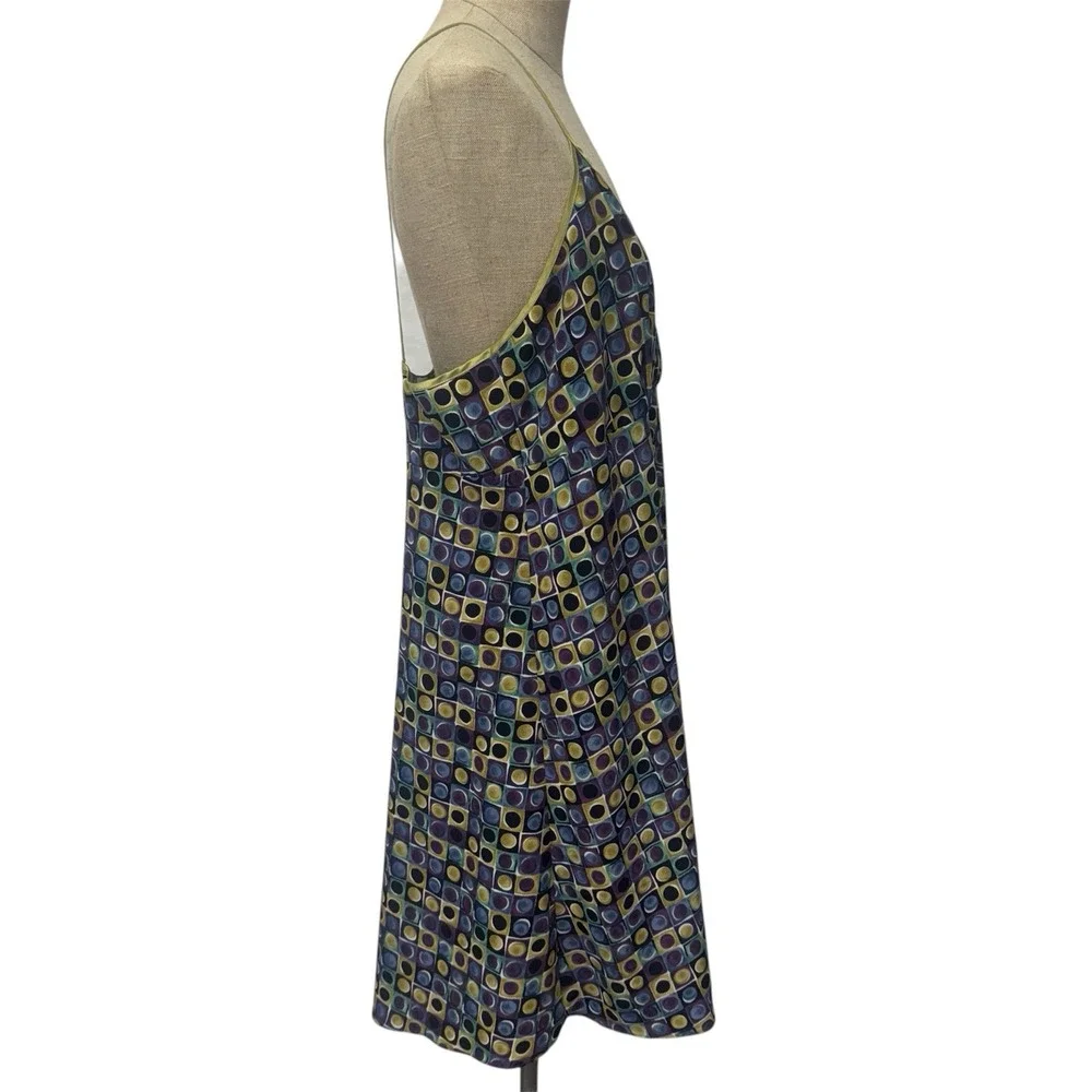 Y2K Women L‎ Babydoll Slip Dress Colorful Satin Nightgown Geometric Whimsigoth